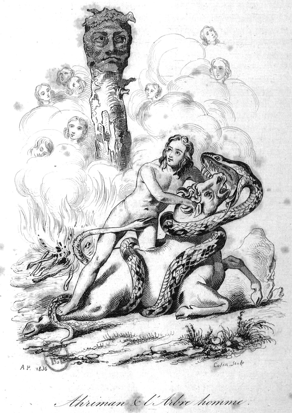 Historical depiction of Angra Mainyu, Persian The Destructive Spirit deity