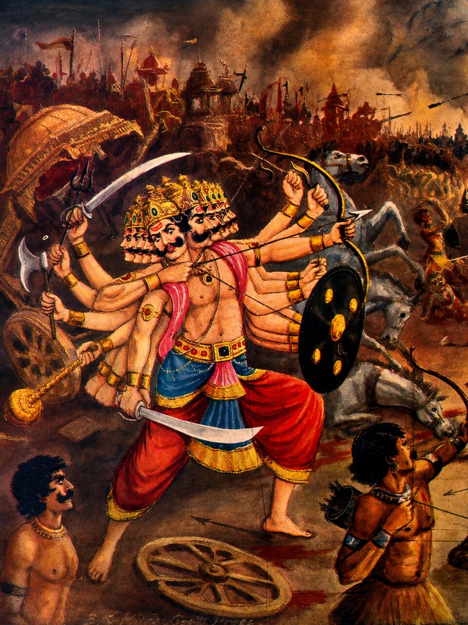 Historical depiction of Ravana, Vedic Rakshasa King deity