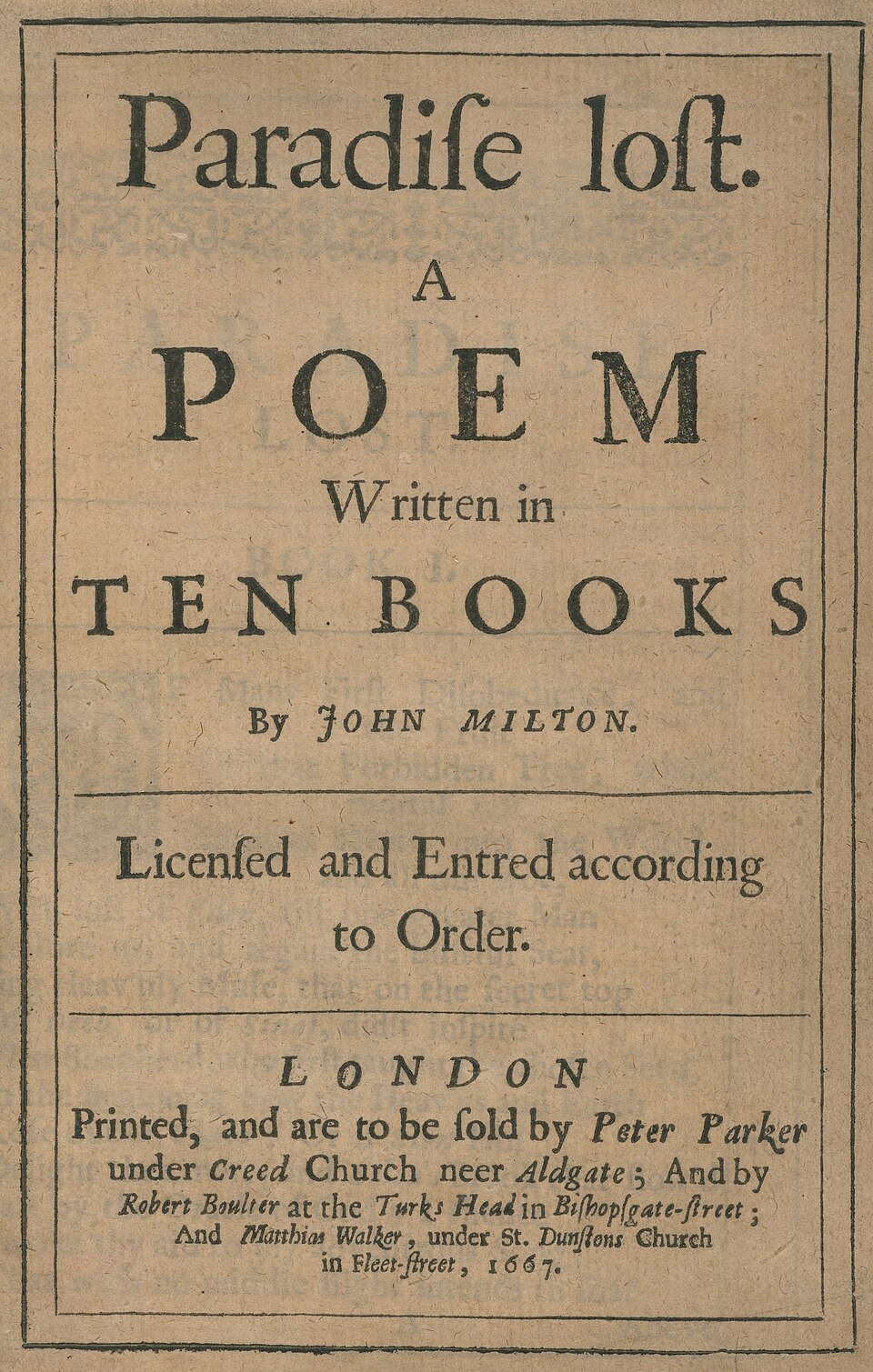 Paradise Lost, 1667 — title page or representative image
